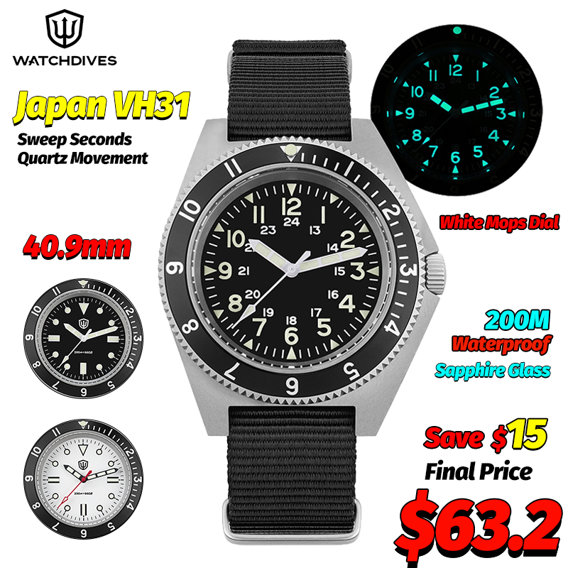 Jewelry Watches Box - Watchdives WD1972 montre à Quartz saphir